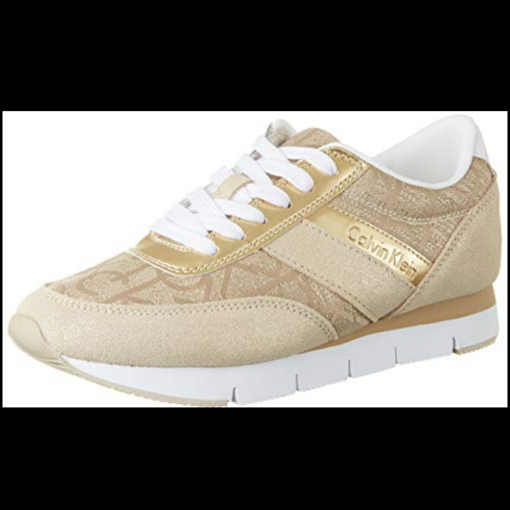 Calvin Klein Gold Sneakers, Adorable Tennis Shoes!